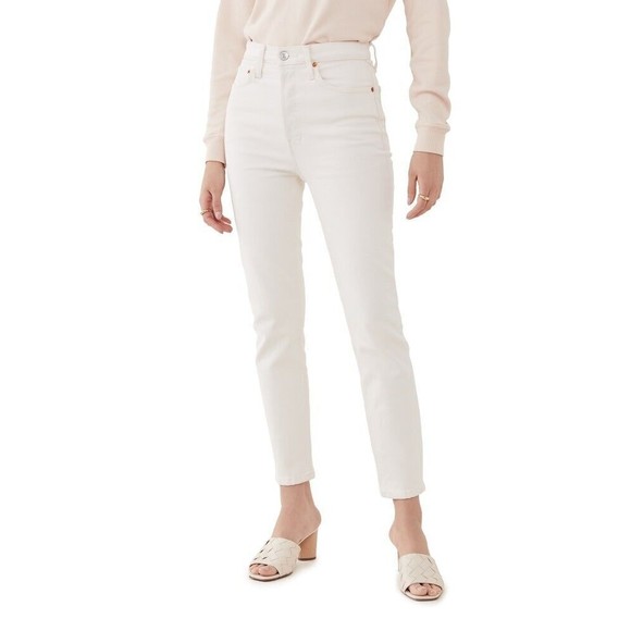 RE/DONE REDONE Originals 90s High Rise Ankle Crop Cream Vintage White Sz 24 / 0 - Picture 8 of 11